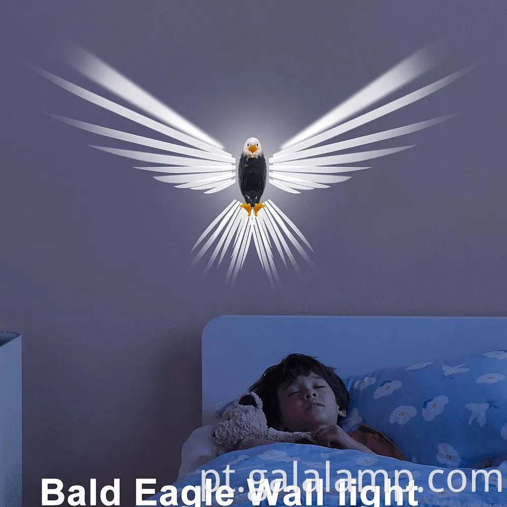 Luz decorativa de parede de asa de águia elegante com controle remoto